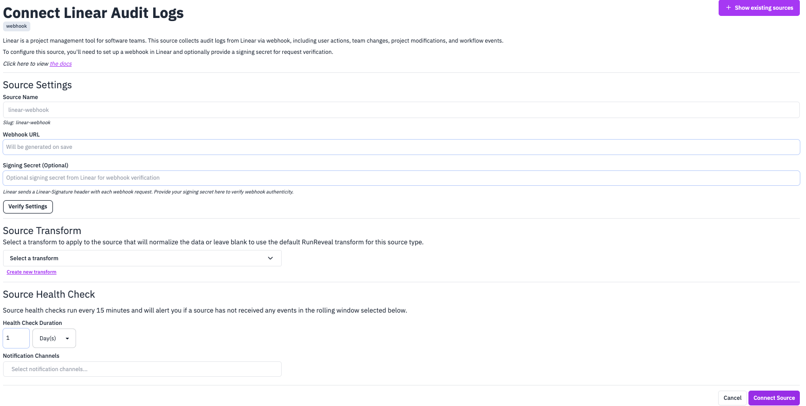 Linear Source Configuration